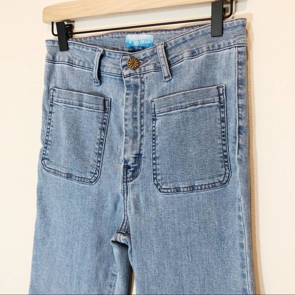 MUMU Blue Cropped Farrah Trouser retro high waist - Picture 4 of 12